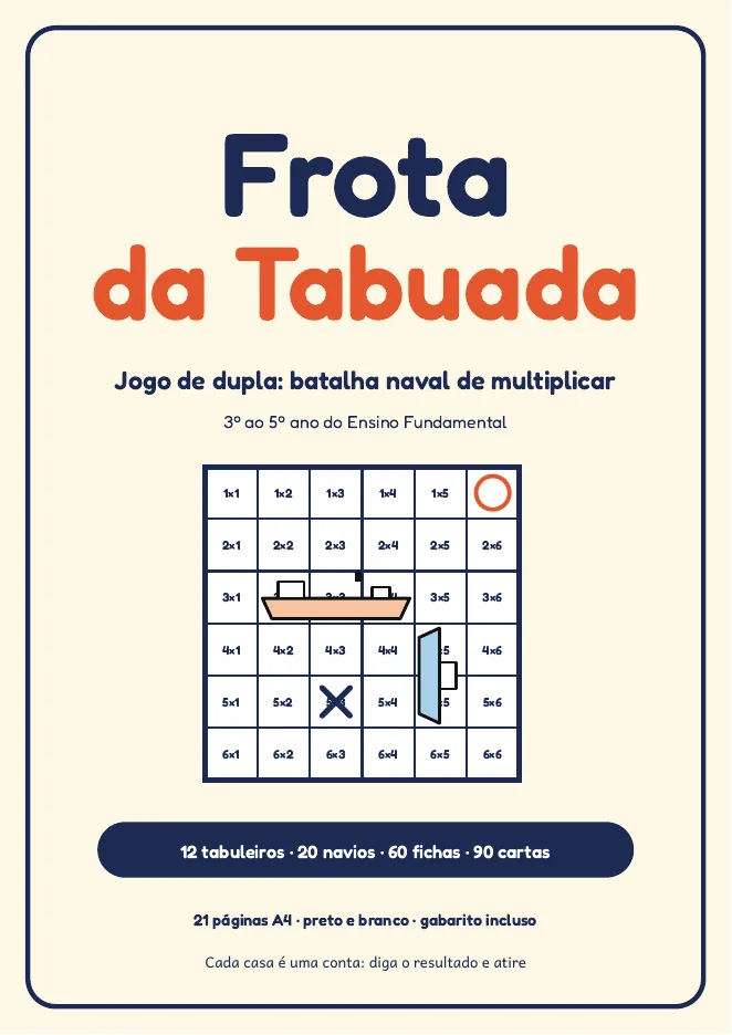 Página real do PDF Frota da Tabuada: capa em azul-marinho e laranja